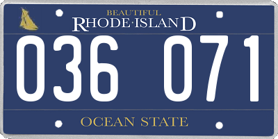 RI license plate 036071
