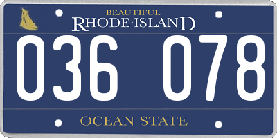 RI license plate 036078