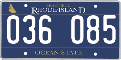 RI license plate 036085