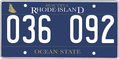 RI license plate 036092