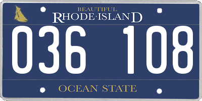 RI license plate 036108