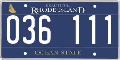RI license plate 036111