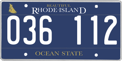 RI license plate 036112