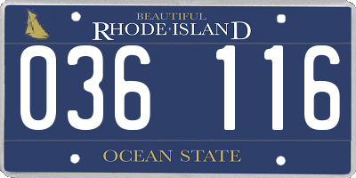 RI license plate 036116
