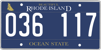 RI license plate 036117