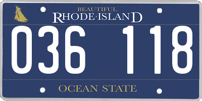 RI license plate 036118