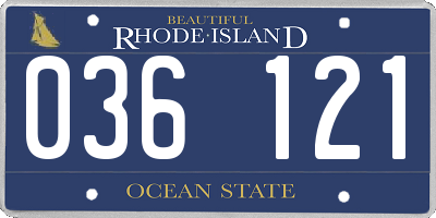 RI license plate 036121