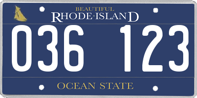 RI license plate 036123