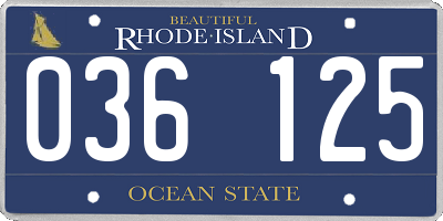 RI license plate 036125