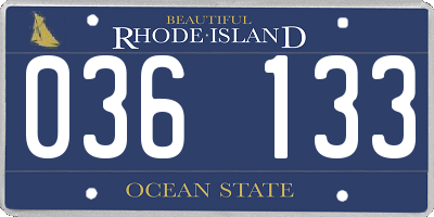 RI license plate 036133