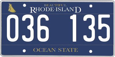 RI license plate 036135