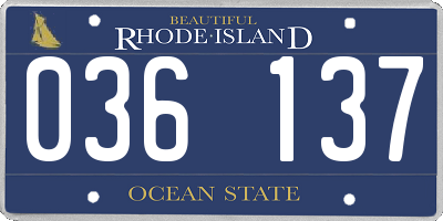 RI license plate 036137