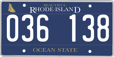 RI license plate 036138