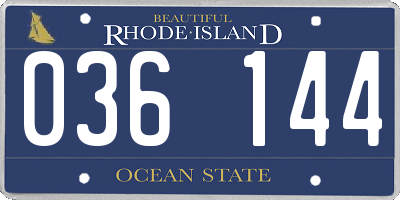 RI license plate 036144
