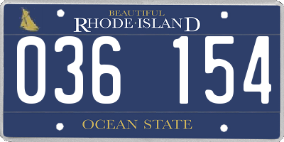 RI license plate 036154