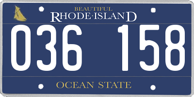 RI license plate 036158