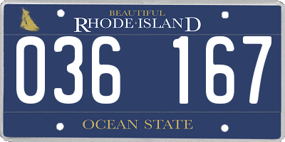 RI license plate 036167