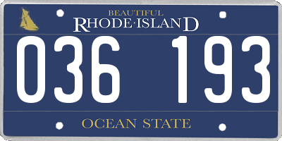 RI license plate 036193