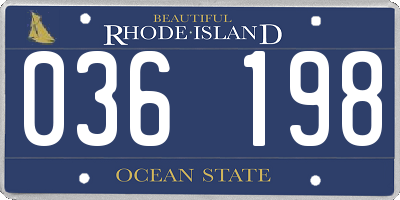 RI license plate 036198
