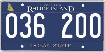 RI license plate 036200