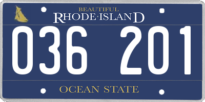 RI license plate 036201
