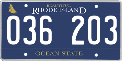 RI license plate 036203
