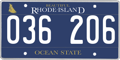 RI license plate 036206