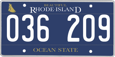 RI license plate 036209