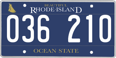 RI license plate 036210