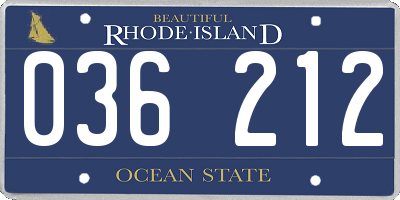 RI license plate 036212