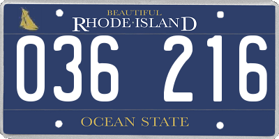RI license plate 036216