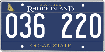 RI license plate 036220