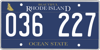 RI license plate 036227
