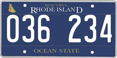 RI license plate 036234