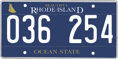 RI license plate 036254