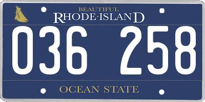 RI license plate 036258