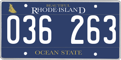 RI license plate 036263