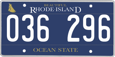 RI license plate 036296