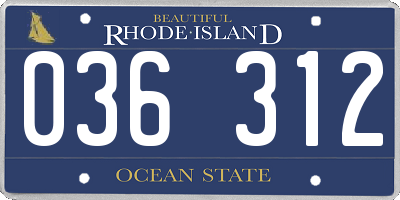 RI license plate 036312