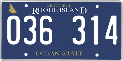 RI license plate 036314