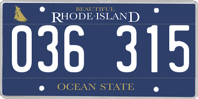 RI license plate 036315