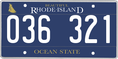 RI license plate 036321