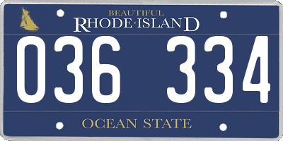 RI license plate 036334