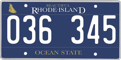 RI license plate 036345
