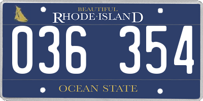 RI license plate 036354