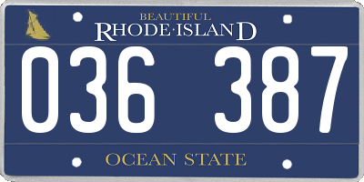 RI license plate 036387