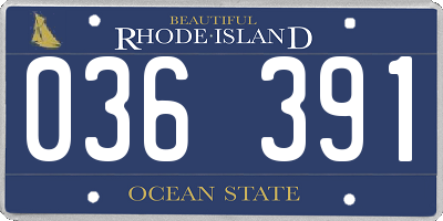 RI license plate 036391