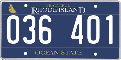 RI license plate 036401