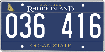 RI license plate 036416