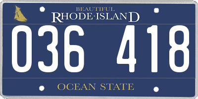 RI license plate 036418